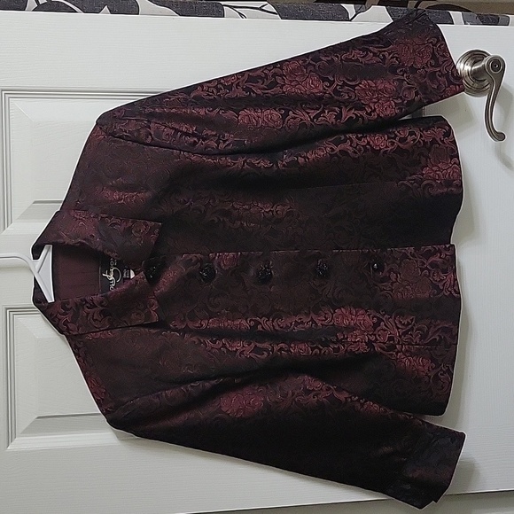 JS Collections Jackets & Blazers - Vintage Metallic Acetate Brocade Floral Paisley Chunky Sequin Button Jacket